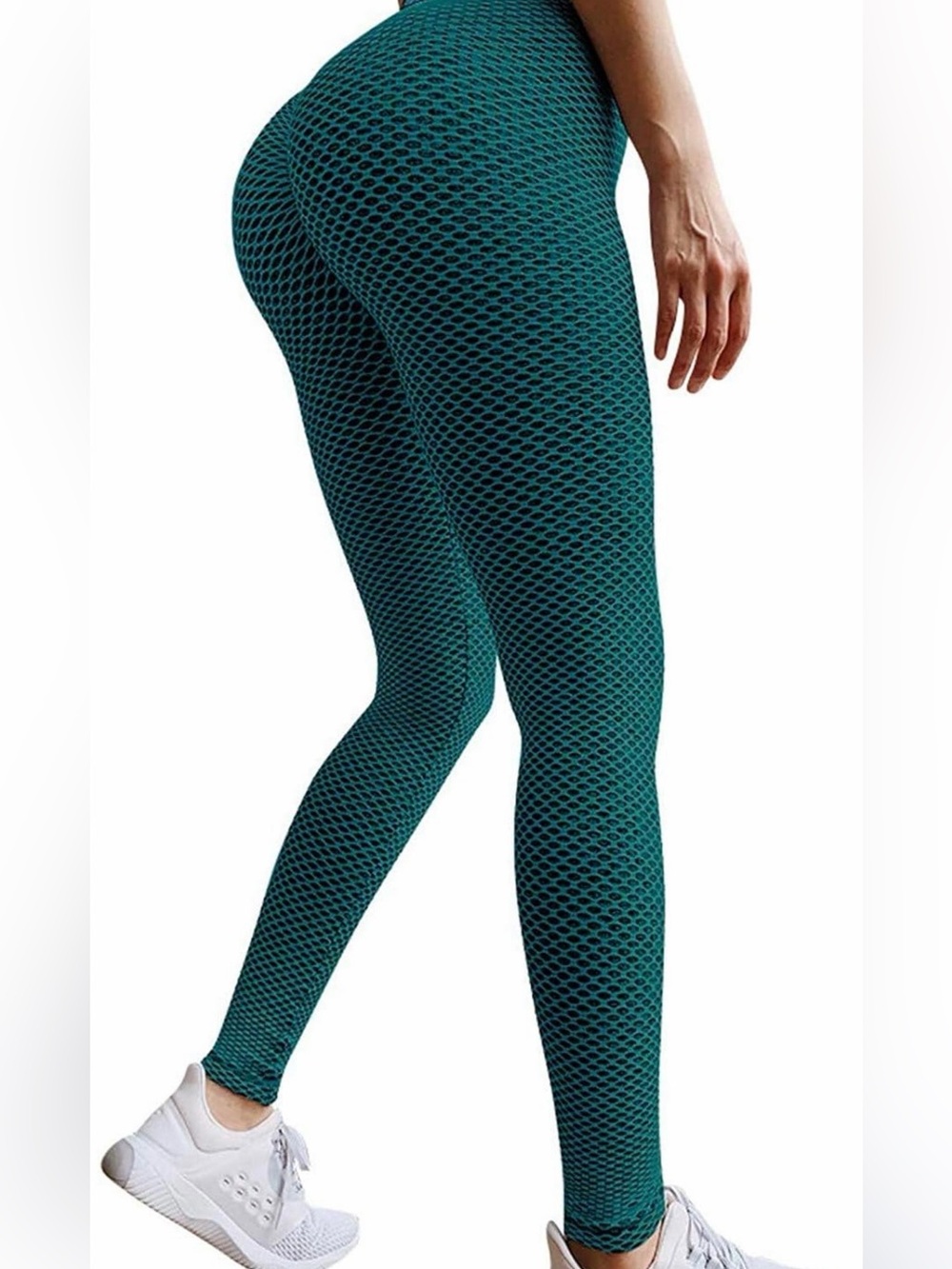 Teal Textured Scrunch Butt Leggings L EUC